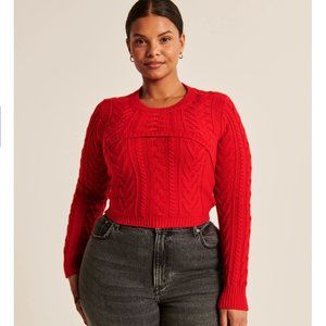 NWT A&F - Red Holiday Cable Sweater Shrug Set